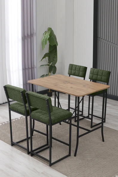 Armens Life Mobilya, Lojistik & Elektronik Ticaret Armens Life Mobilya, Lojistik & Elektronik Ticaret Retro Mutfak Bar Masa 4 Sandalye ve 1 Ceviz Bar Masa (70x110x92) Sandalye (65 Cm) ürün görseli 1