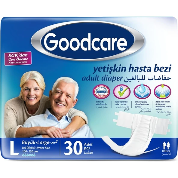 Good Care Büyük L Beden Belbantlı Hasta Bezi 120 Adet 4 Paket Yumuşak Tekstil Yüzeyli ürün görseli 1