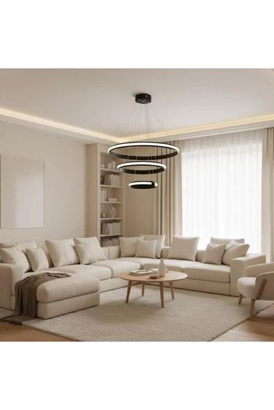Elizim Home Lighting Artemis Lüx Kaliteli 3 Katlı Ledli Siyah Sarkıt Avize ürün görseli 1