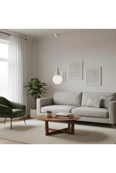 Elizim Home Lighting Holla Tek'li Beyaz Cam Sarkıt Avize ürün görseli 1