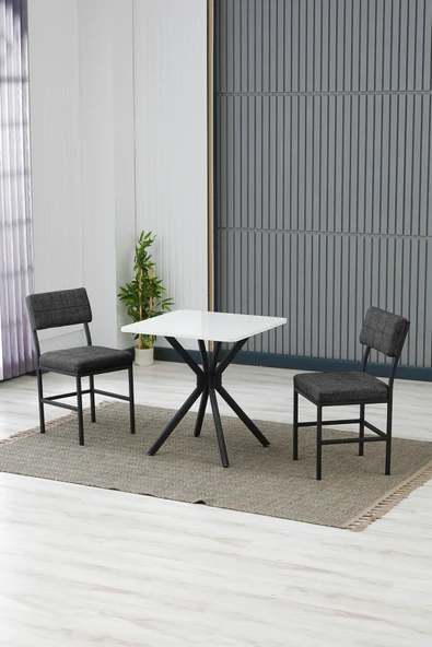 Armens Life Mobilya, Lojistik & Elektronik Ticaret Armens Life Mobilya, Lojistik & Elektronik Ticaret Dubai Modeli Kare Mutfak Masa Sandalye Takımı, 2 Sandalye 1 Sabit Beyaz Masa 70x70 Cm, Keten Kumaş ürün görseli 1