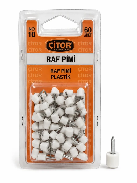 Raf Pimi Plastik Beyaz - 60 Adet Çelik Çivili Raf Destek Pimi ürün görseli 1