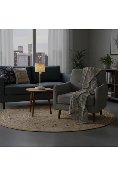 Elizim Home Lighting 20'lik Hasır Görünümlü Kırık Beyaz Abajur ürün görseli 1