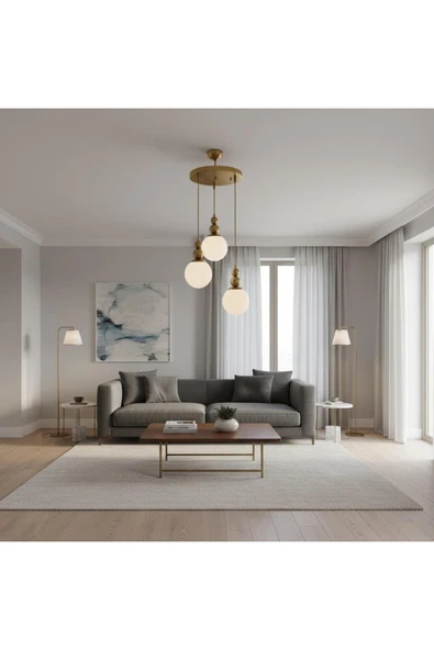 Elizim Home Lighting Holla 3' lü Eskitme Cam Sarkıt Avize ürün görseli 1