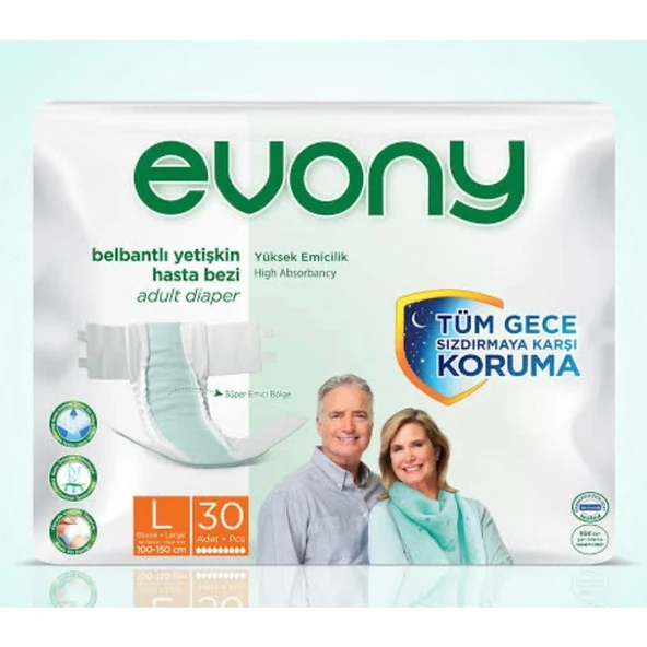 Evony Belbantlı Yetişkin Hasta Bezi L 4 Paket ürün görseli 1
