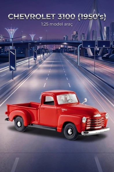 Maisto Lisanslı 1950 Chevrolet 3100 Pickup Kapıları Açılan - 1:25 Ölçekli Metal Model Araba ürün görseli 1
