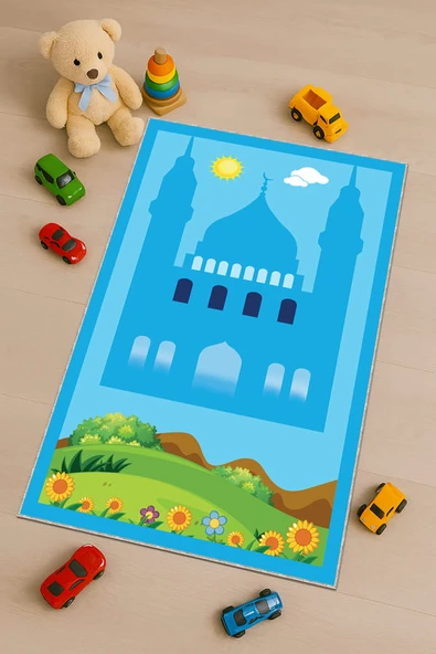 Mavi Cami Temalı Erkek Çocuk Seccadesi CS04 ürün görseli 1