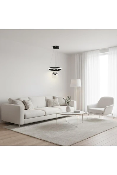 Elizim Home Lighting Aura Lüx Kaliteli Tek Toplu Siyah Ledli Sarkıt Avize ürün görseli 1