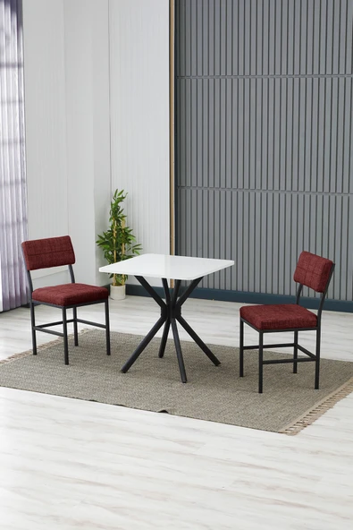 Armens Life Mobilya, Lojistik & Elektronik Ticaret Armens Life Mobilya, Lojistik & Elektronik Ticaret Dubai Modeli Kare Mutfak Masa Sandalye Takımı, 2 Sandalye 1 Sabit Beyaz Masa 70x70 Cm, Keten Kumaş ürün görseli 1