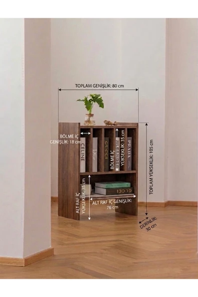 Gafhaus Modern çizgili çok bölmeli kitaplık /dergilik/ gazetelik ürün görseli 1
