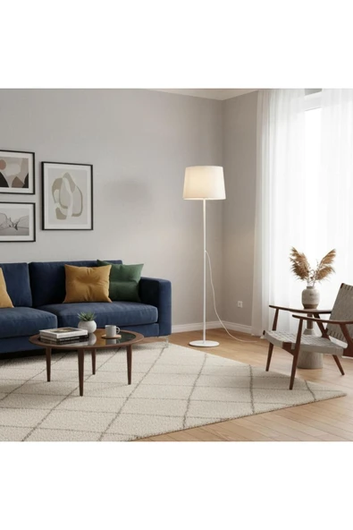 Elizim Home Lighting Duru Beyaz Kasa Beyaz Şapkalı Lambader ürün görseli 1