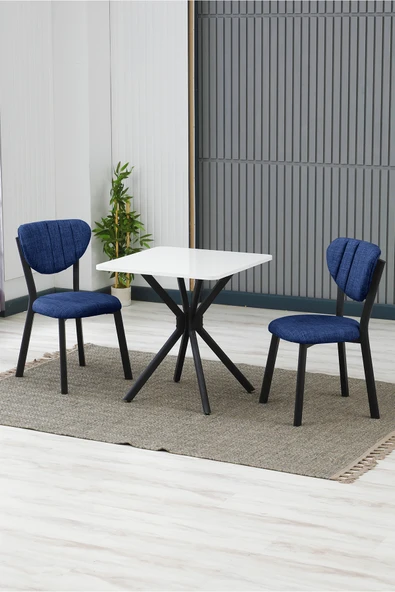 Armens Life Mobilya, Lojistik & Elektronik Ticaret Armens Life Mobilya, Lojistik & Elektronik Ticaret Elma Modeli Kare Mutfak Masa Sandalye Takımı, 2 Sandalye 1 Sabit Beyaz Masa 70x70 Cm, Keten Kumaş ürün görseli 1