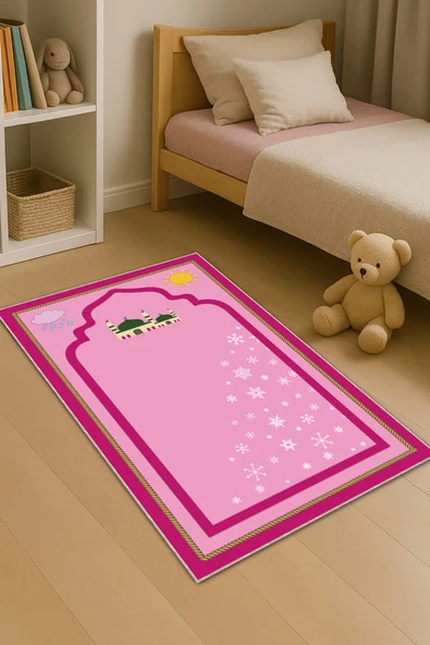 Pembe Cami Temalı Kız Çocuk Seccadesi CS28 ürün görseli 1