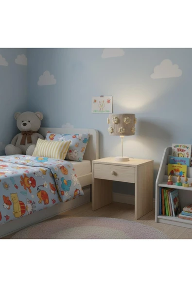 Elizim Home Lighting Makrome Krem Papatyalı Abajur ürün görseli 1