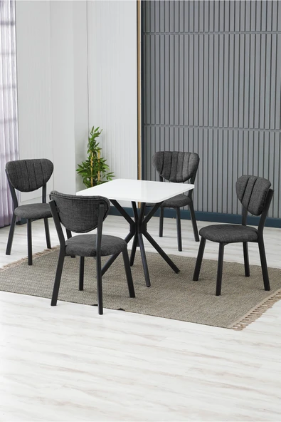 Armens Life Mobilya, Lojistik & Elektronik Ticaret Armens Life Mobilya, Lojistik & Elektronik Ticaret Elma Cafe, Restorant Mutfak MasaSandalye Takımı, 4 Sandalye 1 Sabit Beyaz Masa 70x70 Keten ürün görseli 1