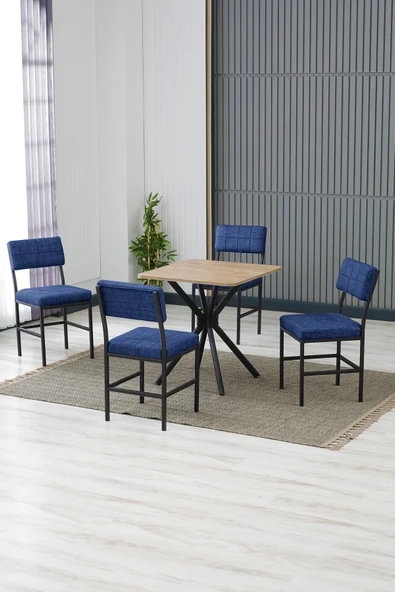 Armens Life Mobilya, Lojistik & Elektronik Ticaret Armens Life Mobilya, Lojistik & Elektronik Ticaret Dubai Kare Mutfak Masa Sandalye Takımı, 4 Sandalye 1 Sabit Ceviz Masa 70x70 Cm, Keten Kumaş ürün görseli 1
