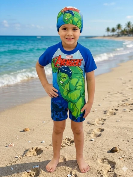 Cg Kids Avengers Hulk Erkek Çocuk Tulum Mayo Boneli Takım ürün görseli 1