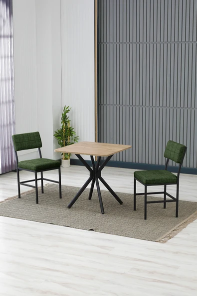 Armens Life Mobilya, Lojistik & Elektronik Ticaret Armens Life Mobilya, Lojistik & Elektronik Ticaret Dubai Modeli Kare Mutfak Masa Sandalye Takımı, 2 Sandalye 1 Sabit Ceviz Masa 70x70 Cm, Keten Kumaş ürün görseli 1