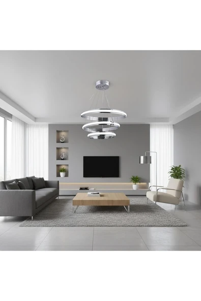 Elizim Home Lighting Artemis Lüx Kaliteli Ledli Krom Sarkıt Avize ürün görseli 1