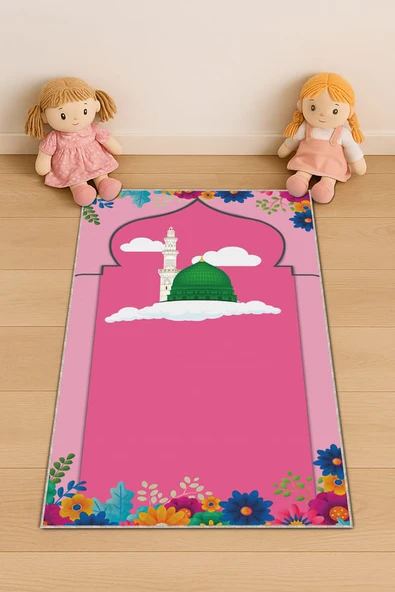 Fuşya Cami Temalı Kız Çocuk Seccadesi CS18 ürün görseli 1