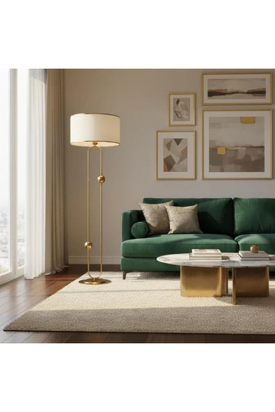 Elizim Home Lighting Liora Kırık Beyaz Kumaş Lambader ürün görseli 1