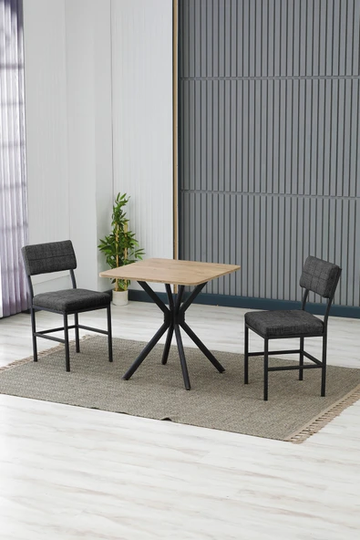 Armens Life Mobilya, Lojistik & Elektronik Ticaret Armens Life Mobilya, Lojistik & Elektronik Ticaret Dubai Modeli Kare Mutfak Masa Sandalye Takımı, 2 Sandalye 1 Sabit Ceviz Masa 70x70 Cm, Keten Kumaş ürün görseli 1