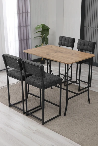 Armens Life Mobilya, Lojistik & Elektronik Ticaret Armens Life Mobilya, Lojistik & Elektronik Ticaret Retro Mutfak Bar Masa 4 Sandalye ve 1 Ceviz Bar Masa (70x110x92) Sandalye (65 Cm) ürün görseli 1
