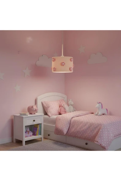 Elizim Home Lighting Makrome Pembe Papatyalı Çocuk Avize ürün görseli 1