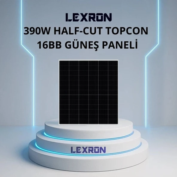 Lexron 390W 78 Cell 16BB Half-Cut Topcon Güneş Paneli ürün görseli 1