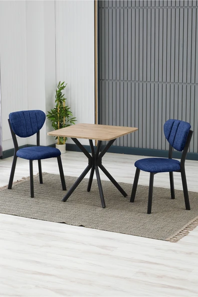 Armens Life Mobilya, Lojistik & Elektronik Ticaret Armens Life Mobilya, Lojistik & Elektronik Ticaret Elma Modeli Kare Mutfak Masa Sandalye Takımı, 2 Sandalye 1 Sabit Ceviz Masa 70x70 Cm, Keten Kumaş ürün görseli 1