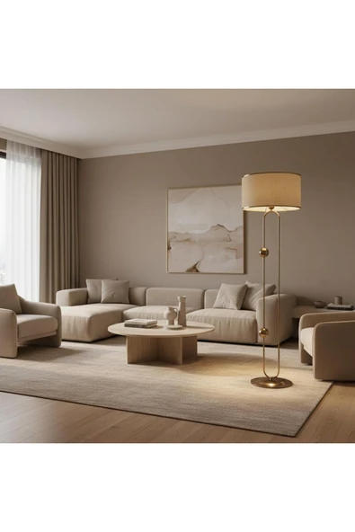 Elizim Home Lighting Liora Krem Kumaş Lambader ürün görseli 1