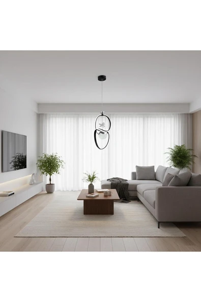 Elizim Home Lighting Luna Tek Toplu Lüx Seri Siyah Sarkıt Avize ürün görseli 1