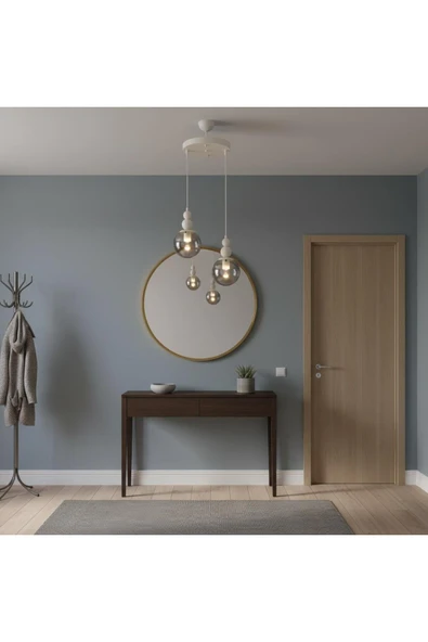 Elizim Home Lighting Holla 2'li Füme Cam'lı Beyaz Sarkıt Avize ürün görseli 1