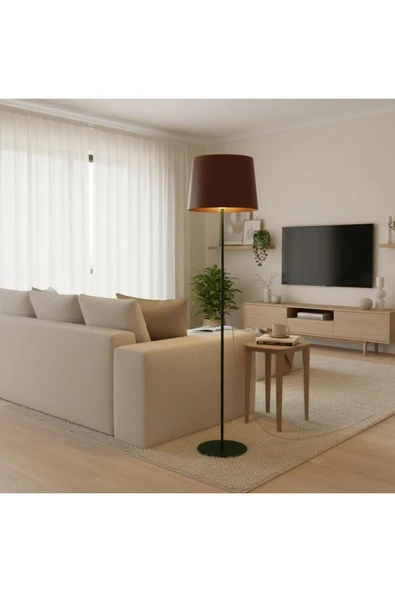 Elizim Home Lighting Duru Kasa Kahverengi Şapkalı Lambader ürün görseli 1
