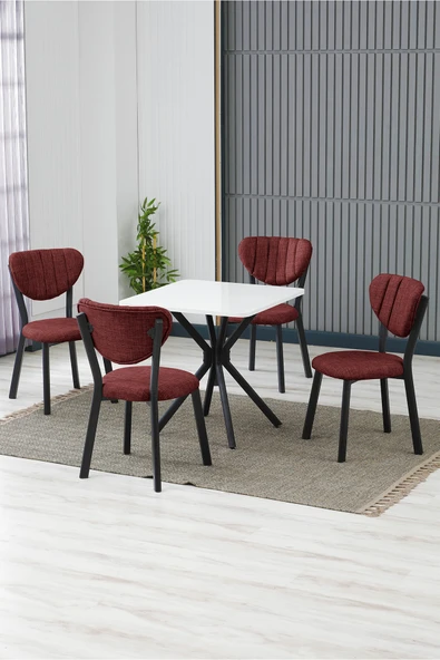 Armens Life Mobilya, Lojistik & Elektronik Ticaret Armens Life Mobilya, Lojistik & Elektronik Ticaret Elma Cafe, Restorant Mutfak MasaSandalye Takımı, 4 Sandalye 1 Sabit Beyaz Masa 70x70 Keten ürün görseli 1