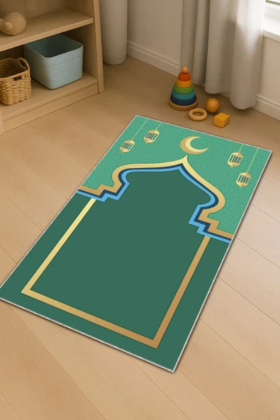 Yeşil Kandilli Unisex Çocuk Seccadesi CS20 ürün görseli 1