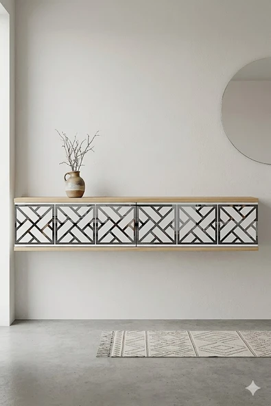 DA1238DBS AREX Dresuar , Antre Hol Rafı Safirmeşe-Beyaz-Silver 120cm ürün görseli 1