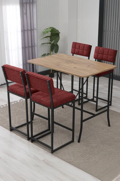 Armens Life Mobilya, Lojistik & Elektronik Ticaret Armens Life Mobilya, Lojistik & Elektronik Ticaret Retro Mutfak Bar Masa 4 Sandalye ve 1 Ceviz Bar Masa (70x110x92) Sandalye (65 Cm) ürün görseli 1