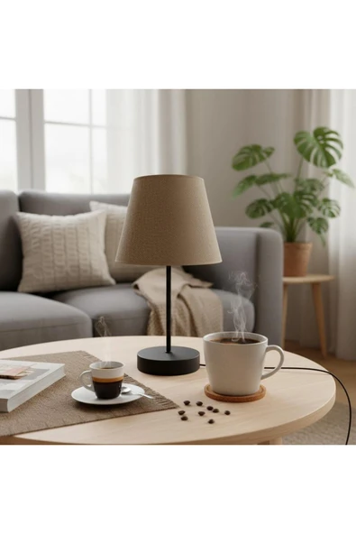Elizim Home Lighting Flora Hasır Kahverengi Abajur ürün görseli 1