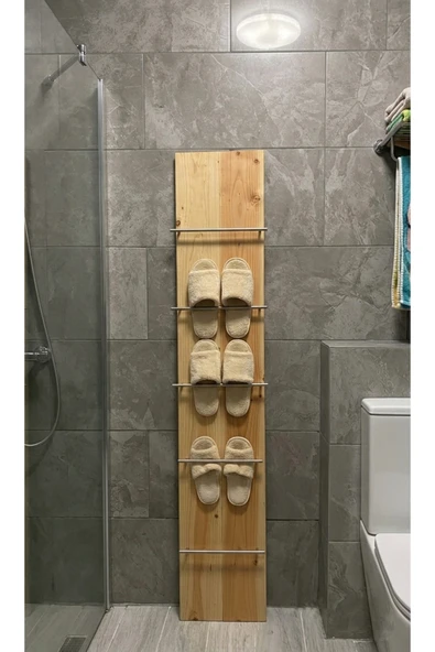 Gafhaus Masif Ahşap Duvar Tipi Modern Terliklik ve Çok Amaçlı Banyo Organizeri ürün görseli 1