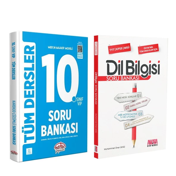 Editör Yayınları 10.Sınıf VİP Tüm Dersler ve AKM Dil Bilgisi Soru Bankası Seti 2 Kitap ürün görseli 1