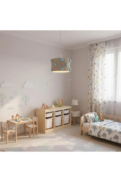 Elizim Home Lighting Makrome mavi papatyalı çocuk avize ürün görseli 1