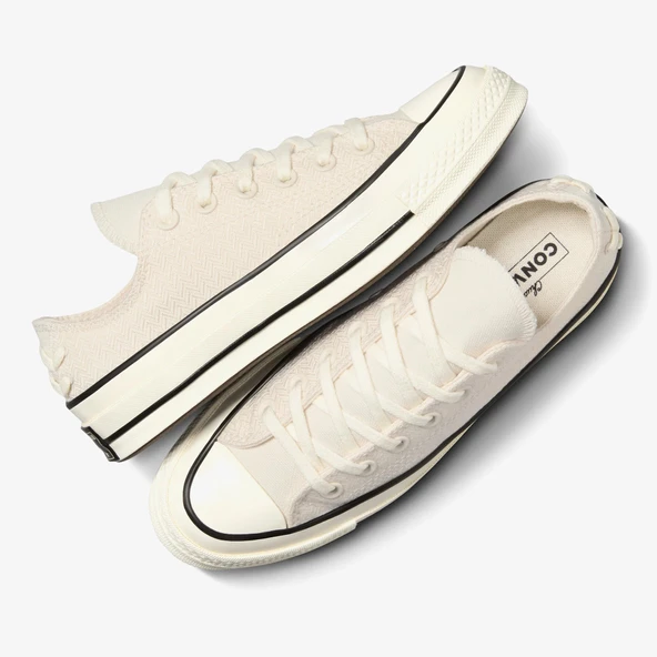 Converse Chuck 70 Crafted Laces Unisex Krem Sneaker - Resim 5