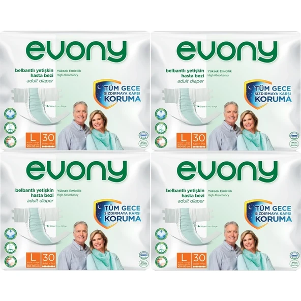 Evony Hasta Bezi Yetişkin Bel Bantlı Tekstil Yüzey L-Büyük Boy 120 Adet (4pk*30) ürün görseli 1