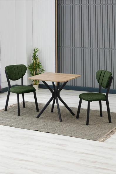Armens Life Mobilya, Lojistik & Elektronik Ticaret Armens Life Mobilya, Lojistik & Elektronik Ticaret Elma Modeli Kare Mutfak Masa Sandalye Takımı, 2 Sandalye 1 Sabit Ceviz Masa 70x70 Cm, Keten Kumaş ürün görseli 1