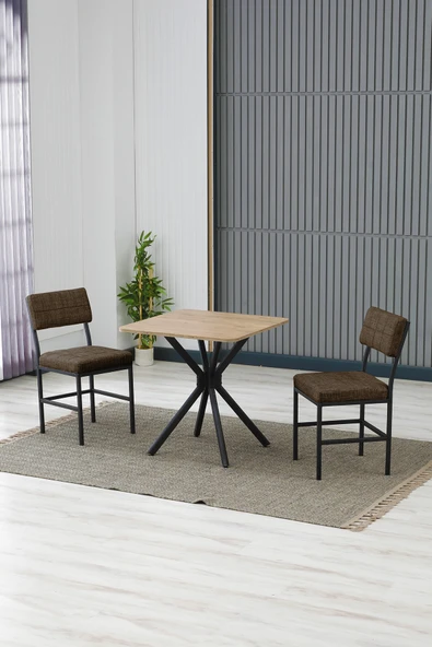Armens Life Mobilya, Lojistik & Elektronik Ticaret Armens Life Mobilya, Lojistik & Elektronik Ticaret Dubai Modeli Kare Mutfak Masa Sandalye Takımı, 2 Sandalye 1 Sabit Ceviz Masa 70x70 Cm, Keten Kumaş ürün görseli 1
