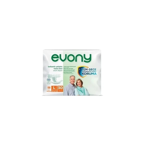 EVONY Bel Bantlı Yetişkin Hasta Bezi Large Beden 30 Lu Paket ürün görseli 1