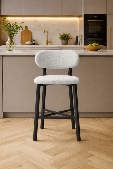 Armens Life Mobilya, Lojistik & Elektronik Ticaret Armens Life Mobilya, Lojistik & Elektronik Ticaret Luna Prime Bar Sandalyesi 65 cm Keten Kumaş Metal Ayaklı Mutfak Ada Sandalyesi ürün görseli 1