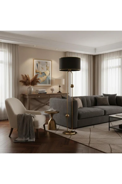 Elizim Home Lighting Liora Antrasit Kumaş Lambader ürün görseli 1