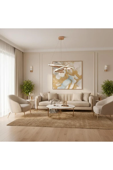 Elizim Home Lighting Valeria Lüx Kaliteli Ledli Gold Sarkıt Avize ürün görseli 1